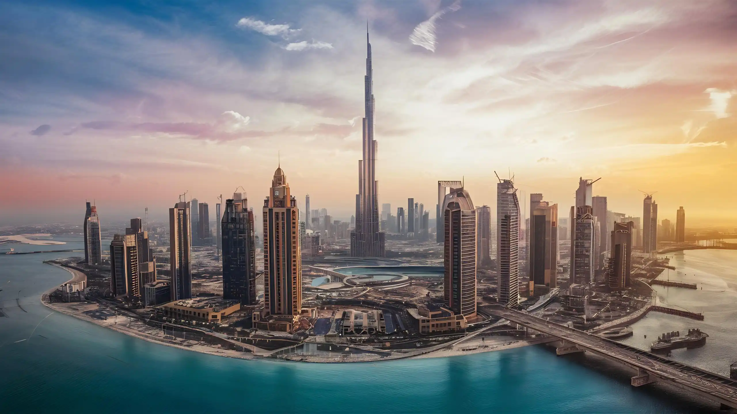 Dubai skyline from a modern office in the UAE